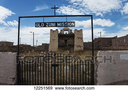 Zuni Pueblo, and old church; New Mexico, United States of America View Large Photo Image Stock Photo - Zuni Pueblo, and old church; New Mexico, United States of America. Fotosearch