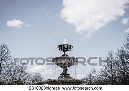 Stock Photograph - A fountain in Queen Mary's Garden, Regent's Park; London, England. Fotosearch