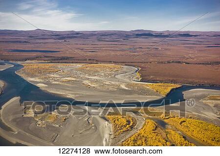 Aerial view of fall colored tundra and the Noatak River, Igichuk Hills, Noatak, Arctic Alaska, USA View Large Photo Image Stock Photo - Aerial view of fall colored tundra and the Noatak River, Igichuk Hills, Noatak, Arctic Alaska, USA. Fotosearch