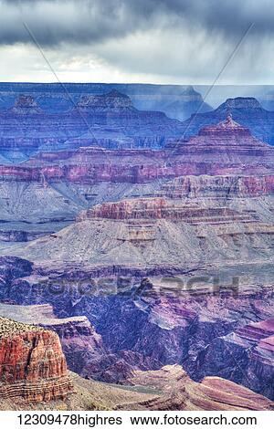 Stock Photograph - Afternoon thunderstorm, South Rim, Grand Canyon National Park, UNESCO World Heritage Site; Arizona, United States of America. Fotosearch