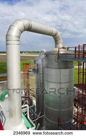 Agriculture - Ethanol production plant. Piping from fermenter to distillation columns / Iowa, USA. View Large Photo Image Stock Photo - Agriculture - Ethanol production plant. Piping from fermenter to distillation columns / Iowa, USA.. Fotosearch