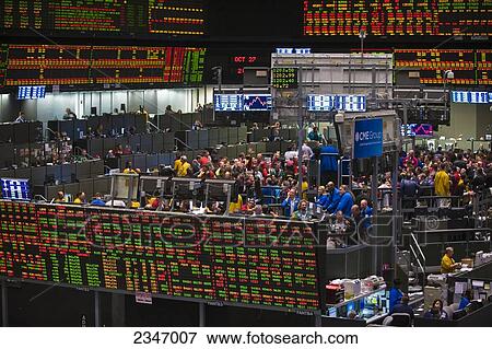 Stock Photo - Agriculture - Interior trading floor of the Chicago Board of Trade and Commodities Exchange / Chicago, Illinois, USA.. Fotosearch