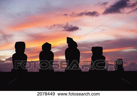 Ahu Vai Ure At The Tahai Ceremonial Complex Tahai At Sunset. Rapa Nui Easter Island), Chile View Large Photo Image Stock Photo - Ahu Vai Ure At The Tahai Ceremonial Complex Tahai At Sunset. Rapa Nui Easter Island), Chile. Fotosearch