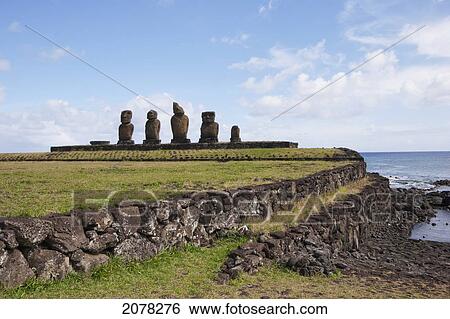 Ahu Vai Ure At The Tahai Ceremonial Complex Tahai, Restored By Mulloy And Ayres. Rapa Nui (Easter Island), Chile View Large Photo Image Stock Photograph - Ahu Vai Ure At The Tahai Ceremonial Complex Tahai, Restored By Mulloy And Ayres. Rapa Nui (Easter Island), Chile. Fotosearch