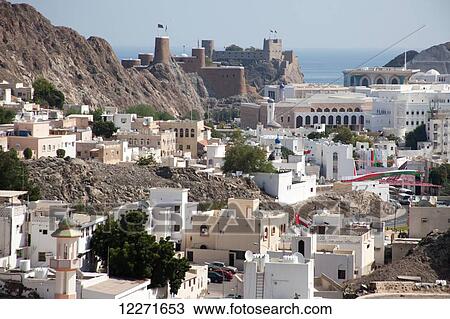 Al Mirani and Al Jalali Forts, Old Muscat; Muscat, Oman View Large Photo Image Stock Image - Al Mirani and Al Jalali Forts, Old Muscat; Muscat, Oman. Fotosearch