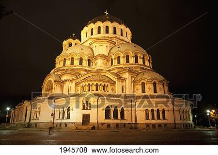 Stock Photo - Alexander Nevsky Cathedral At Night, Sofia, Bulgaria. Fotosearch