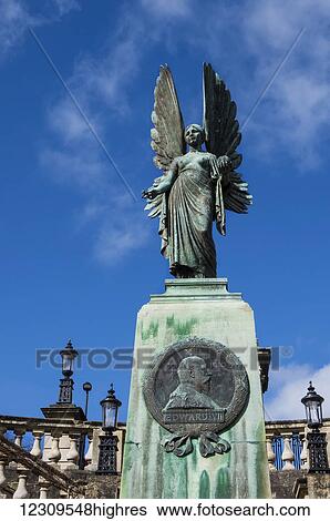 Stock Photograph - Angel overlooking Parade Gardens; Bath, Somerset, England. Fotosearch