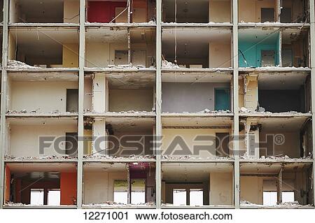 Stock Image - Apartment units without exterior wall under demolition in Regent Park; Toronto, Ontario, Canada. Fotosearch
