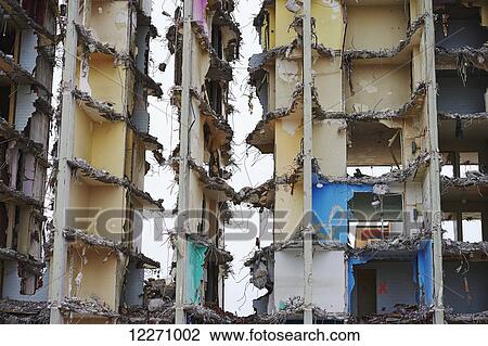 Stock Image - Apartment units without exterior wall and flooring under demolition in Regent Park; Toronto, Ontario, Canada. Fotosearch