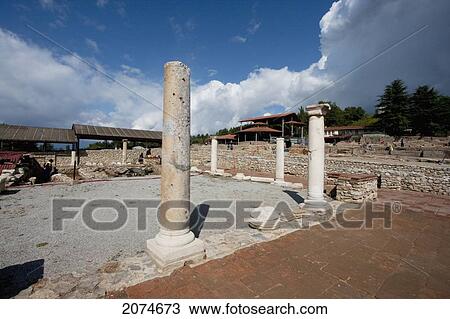 Stock Image - Archaeological Excavations Of The Polyconchal Basilica At Plaoshnik, Ohrid, Macedonia. Fotosearch