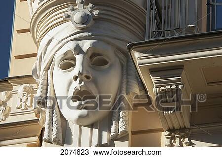Stock Image - Art Nouveau Building Designed By Mikhail Eisenstein On 13 Alberta Street, Currently Houses The Graduate School Of Law, Riga, Latvia. Fotosearch
