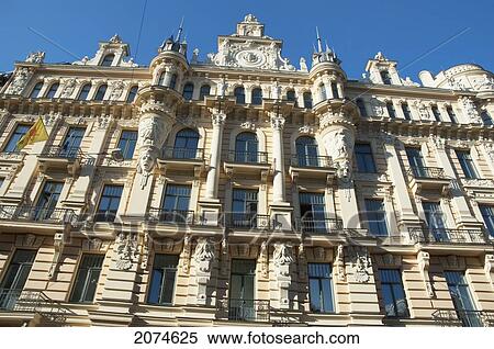 Stock Photography - Art Nouveau Building Designed By Mikhail Eisenstein On 13 Alberta Street, Currently Houses The Graduate School Of Law, Riga, Latvia. Fotosearch