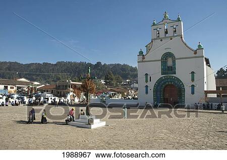 Stock Photo - Atrial Cross In The Courtyard Of The Church Of San Juan, San Juan Chamula, Chiapas, Mexico. Fotosearch