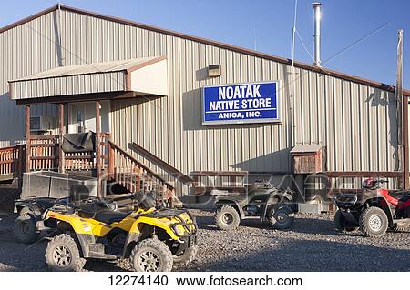 ATVs Parked outside of the Noatak Native Store, Noatak, Arctic Alaska, USA, Fall View Large Photo Image Stock Image - ATVs Parked outside of the Noatak Native Store, Noatak, Arctic Alaska, USA, Fall. Fotosearch
