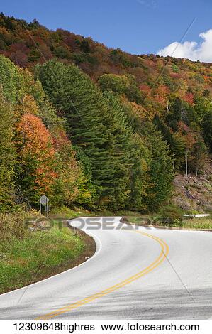 Stock Photograph - Autumn coloured foliage and scenery along route 100; Granville, Vermont, United States of America. Fotosearch