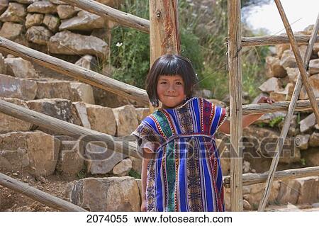 Stock Photography - Aymara Girl On The Isla Del Sol In Titicaca Lake, La Paz Department, Bolivia. Fotosearch