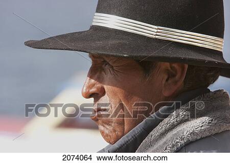 Picture - Aymara Man, San Pablo De Tiquina, La Paz Department, Bolivia. Fotosearch