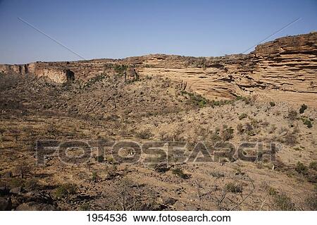 Stock Photograph - Bandiagara Escarpment near Bongo, Mali. Fotosearch