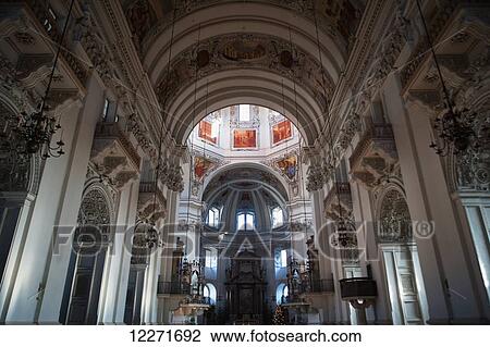 Baroque interior of the cathedral; Salzburg, Austria View Large Photo Image Stock Image - Baroque interior of the cathedral; Salzburg, Austria. Fotosearch