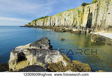Basalt rock cliffs, Bay of Fundy; Brier Island, Nova Scotia, Canada View Large Photo Image Stock Photograph - Basalt rock cliffs, Bay of Fundy; Brier Island, Nova Scotia, Canada. Fotosearch