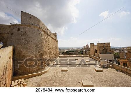 Battlement Of The Citadel, Victoria (Rabat), Gozo Island, Malta View Large Photo Image Picture - Battlement Of The Citadel, Victoria (Rabat), Gozo Island, Malta. Fotosearch