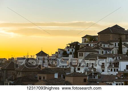 Beautiful sunset in Albaicin neighbourhood; Granada, Andalucia, Spain View Large Photo Image Stock Photograph - Beautiful sunset in Albaicin neighbourhood; Granada, Andalucia, Spain. Fotosearch