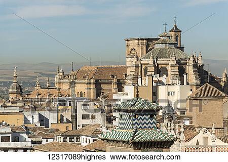 Stock Photograph - Beautiful view of Granada's Cathedral; Granada, Andalucia, Spain. Fotosearch