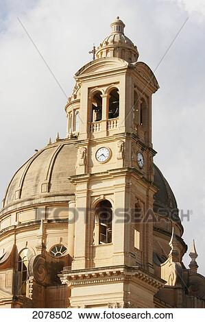Stock Image - Belfry Of The Rotunda Church, Dedicated To St. John The Baptist, Xewkija, Gozo Island, Malta. Fotosearch