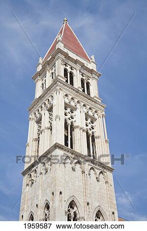 Stock Photo - Bell Tower Of The Cathedral Of St. Lawrence In Trogir, Split-Dalmatia, Croatia. Fotosearch