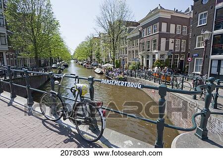 Bicycle Leaning On Pansemertbrug, Amsterdam, Netherlands View Large Photo Image Stock Image - Bicycle Leaning On Pansemertbrug, Amsterdam, Netherlands. Fotosearch