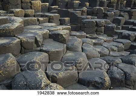 Stock Photo - Black Basalt Columns Sticking Out Of The Sea, Giant's Causeway, Northern Ireland, United Kingdom. Fotosearch