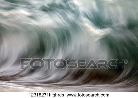 Stock Photograph - Blur of the motion of a wave; Hawaii, United States of America. Fotosearch