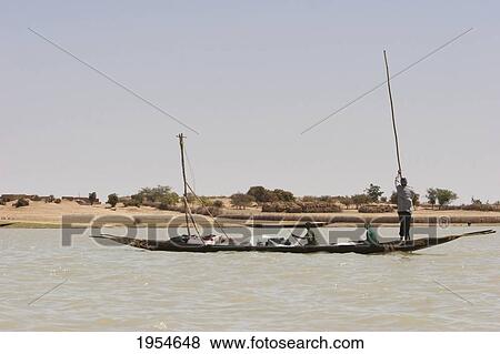 Stock Photo - Boat on the Niger River between Sebi and Niafunke, Timbuktu, Mali. Fotosearch