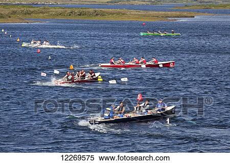 Stock Photography - Boats in the All Ireland Rowing Championships; Waterville, County Kerry, Ireland . Fotosearch