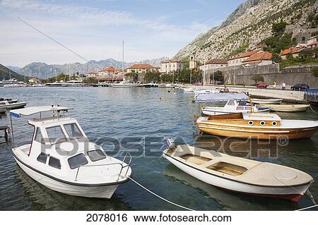 Boats In The Harbour, Kotor, Monte View Large Photo Image Stock Photograph - Boats In The Harbour, Kotor, Monte. Fotosearch
