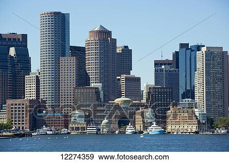 Boston harbour as viewed from the bay; Boston, Massachusetts, United States of America View Large Photo Image Stock Photo - Boston harbour as viewed from the bay; Boston, Massachusetts, United States of America. Fotosearch