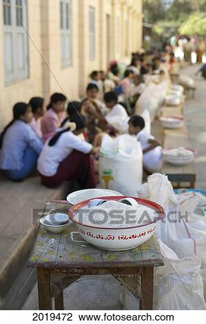 Stock Image - Bowl Of Rice, Inle Lake, Myanmar (Burma). Fotosearch