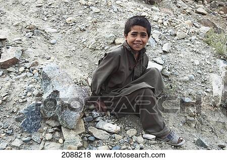Stock Photo - Boy, Shatial, Northern Areas, Pakistan. Fotosearch