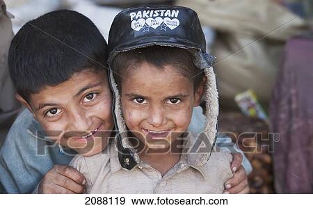Stock Photo - Boys, Chikar, Azad Kashmir, Pakistan. Fotosearch