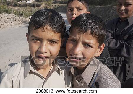 Stock Image - Boys, Kohala, Azad Kashmir, Pakistan. Fotosearch
