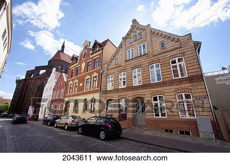 Brick Gothic Buildings, Wismar, Germany View Large Photo Image Stock Image - Brick Gothic Buildings, Wismar, Germany. Fotosearch