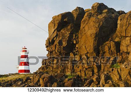 Stock Photograph - Brier Island Lighthouse, Bay of Fundy; Brier Island, Nova Scotia, Canada. Fotosearch