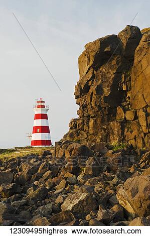 Stock Photograph - Brier Island Lighthouse, Bay of Fundy; Brier Island, Nova Scotia, Canada. Fotosearch