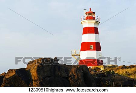 Stock Photograph - Brier Island Lighthouse, Bay of Fundy; Brier Island, Nova Scotia, Canada. Fotosearch