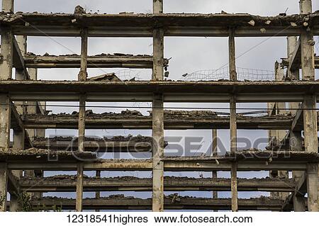 Stock Photograph - Building damaged by the 1988 earthquake; Gyumri, Shirak Province, Armenia. Fotosearch
