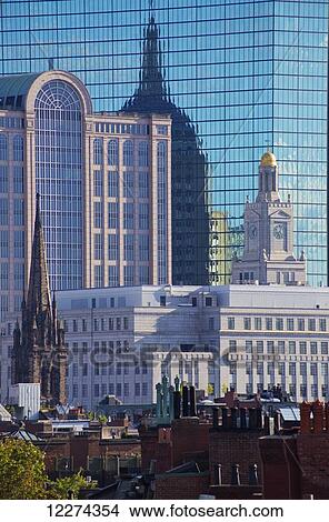Picture - Buildings on the waterfront reflected in Hancock Place; Boston, Massachusetts, United states of America. Fotosearch