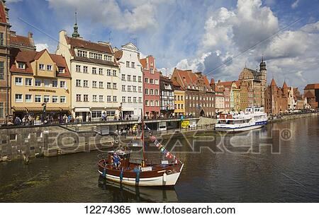 Burger Houses, harbour Promenade, Motlawa Canal, Old Town; Gdansk, Poland, View Large Photo Image Stock Photography - Burger Houses, harbour Promenade, Motlawa Canal, Old Town; Gdansk, Poland,. Fotosearch