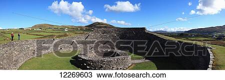 Stock Image - Cahergall stone fort; Caherciveen, County Kerry, Ireland. Fotosearch