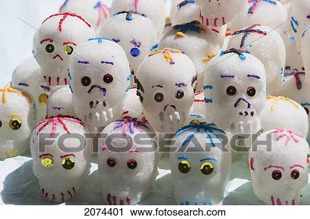 Calaveras (Skulls) Made From Sugar Paste For The Celebration Of D View Large Photo Image Stock Image - Calaveras (Skulls) Made From Sugar Paste For The Celebration Of D. Fotosearch