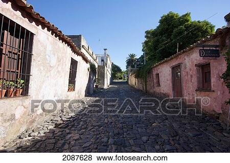 Stock Photo - Calle De Los Suspiros, Colonia, Uruguay. Fotosearch